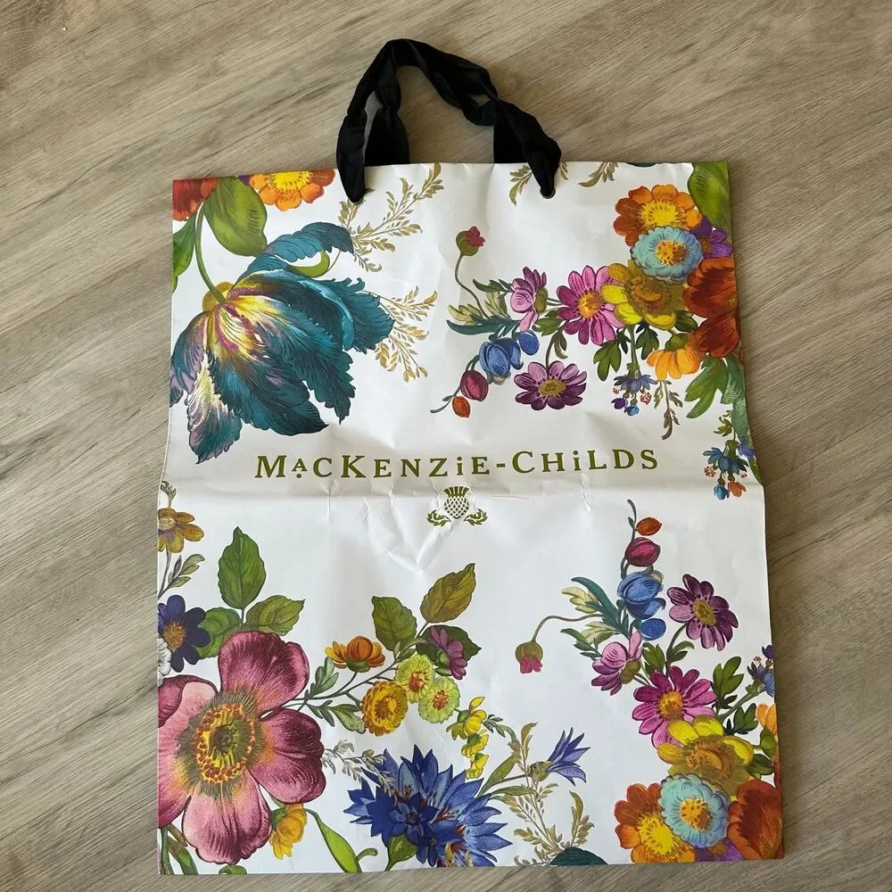 Mackenzie-Childs Floral Shopping Bag Large Size 16” x 19”